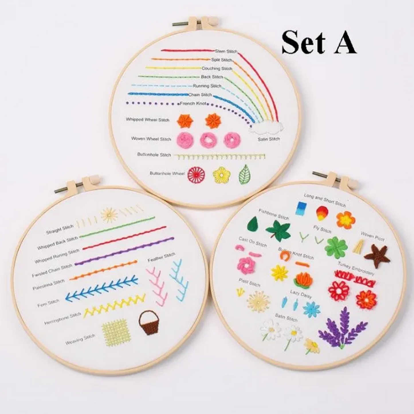 Beginner Embroidery Kit (Set of 3) – DIY Hand Embroidery & Cross Stitch Craft