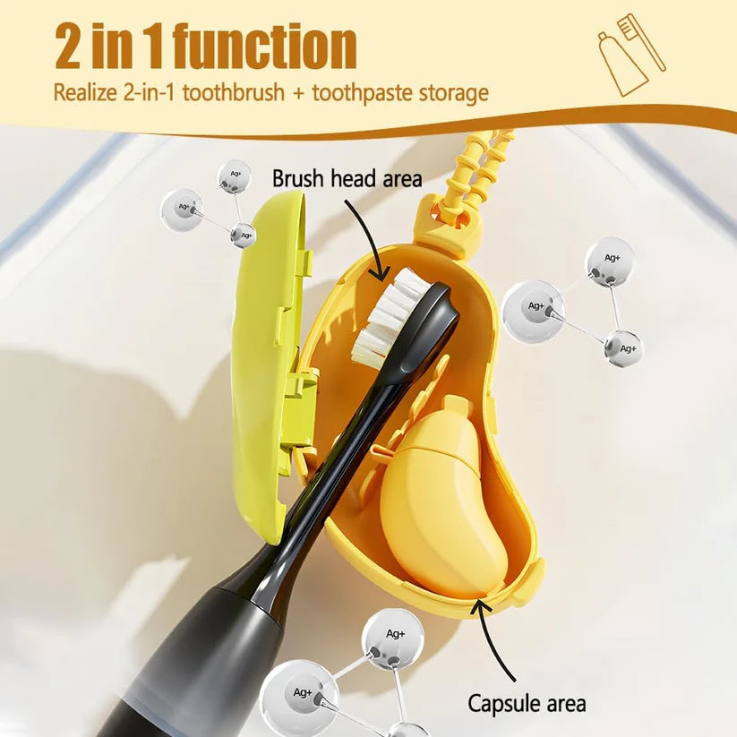 Portable Toothbrush Case – Travel-Friendly Banana Design with Toothpaste Dispenser