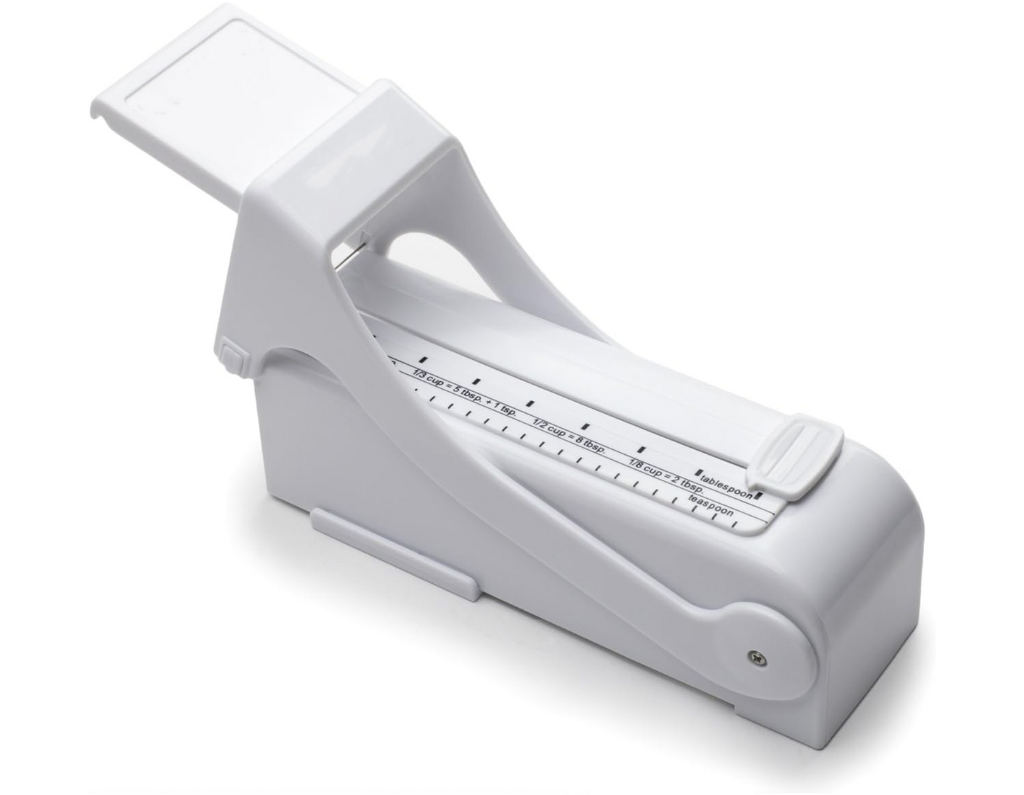 Butter Cutter Slicer, Measuring Dispenser and Keeper, White - One Stick Capacity