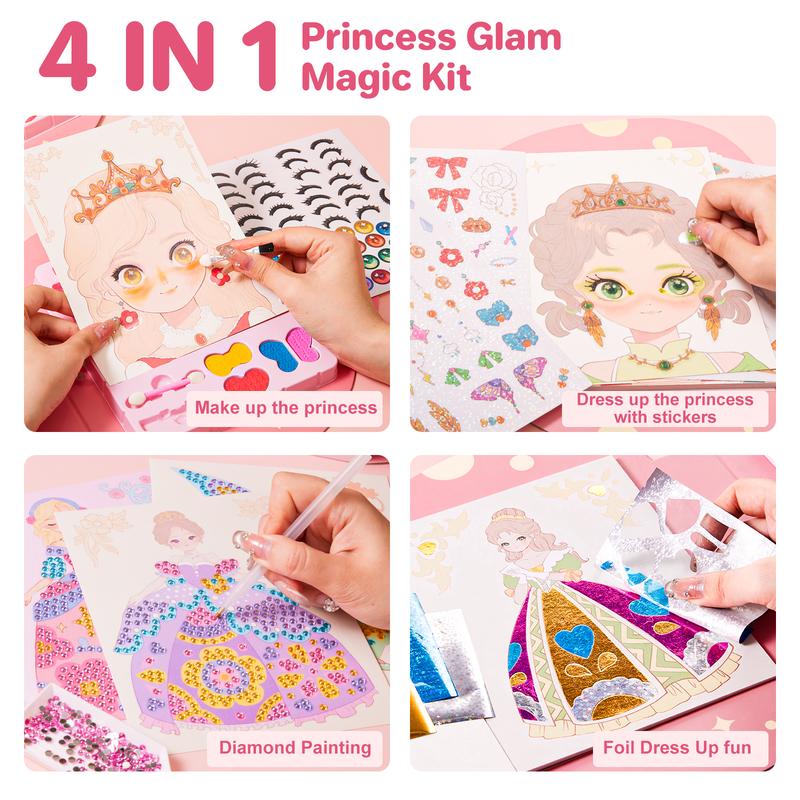 Princess DIY Sticker & Makeup Activity Book – Creative Fun with Royal Dress-Up and Sparkling Crafts