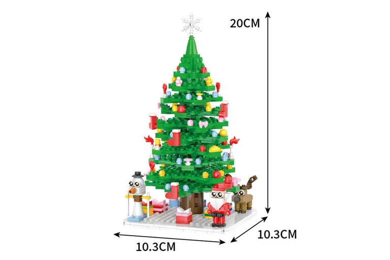 Advent Calendar Christmas Tree Building Block Set with LED String Lights