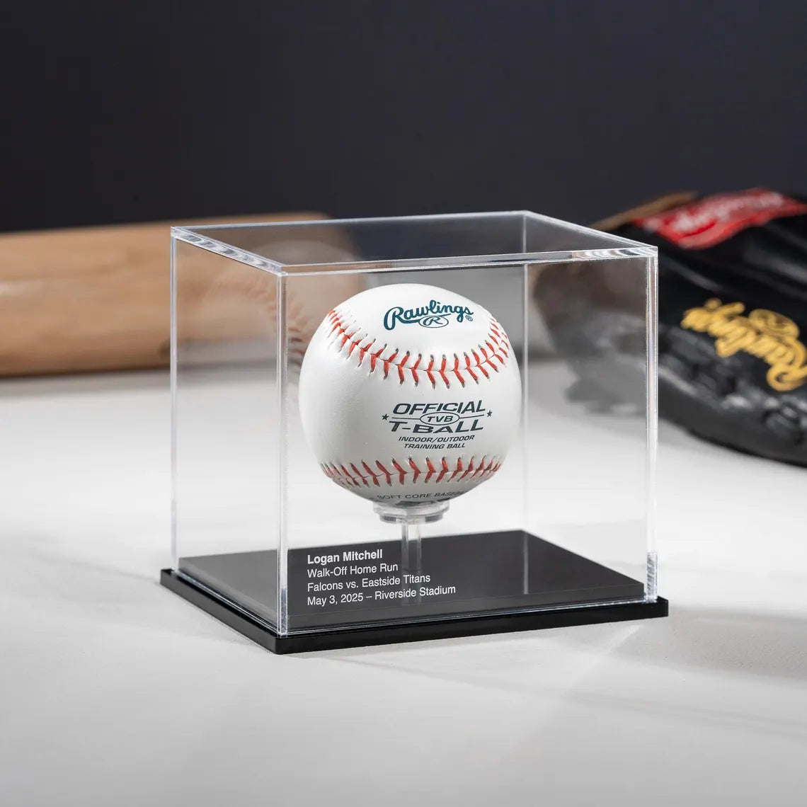 Baseball Display Case – Personalized Engraved Memorabilia Showcase