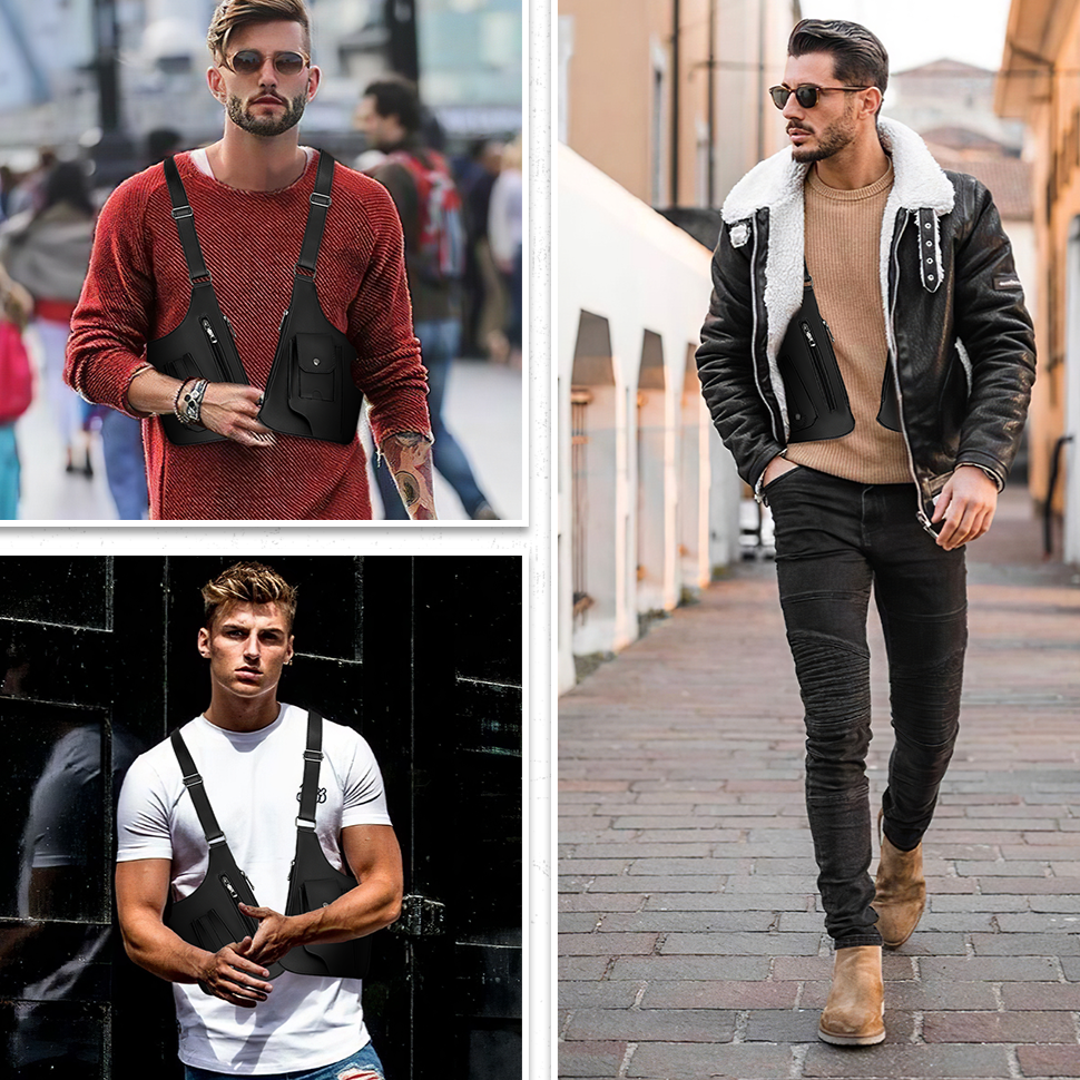 Tactical Chest Bag – Vintage PU Leather Underarm Vest Backpack for Outdoor, Travel & Everyday Use