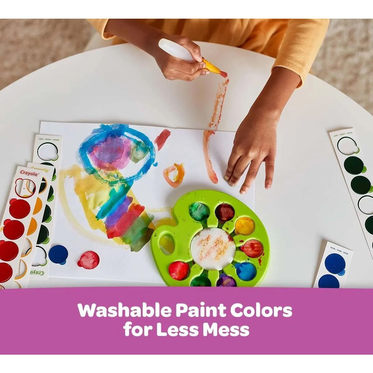 Washable Watercolor Palette Paint Set – 96 Disposable Paint Chips with Refillable Water Brush