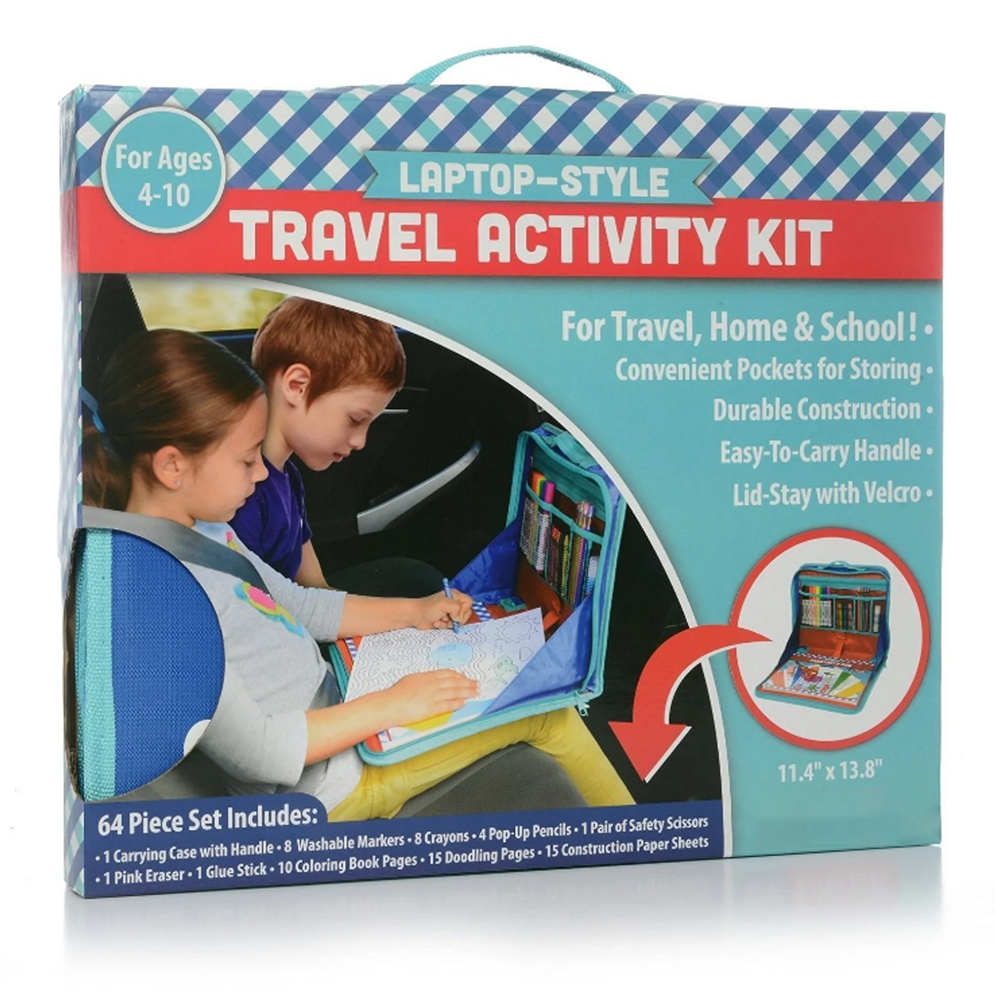 Travel Activity Laptop Desk with Writing & Craft Accessories