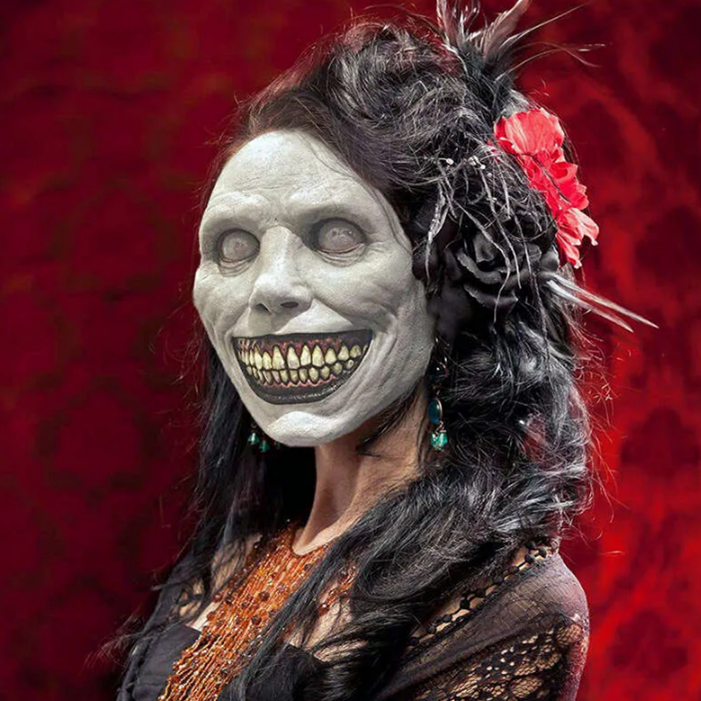 Scary Mask Latex - White Eyed Demon Headcover for Halloween Terror - Shop Now!