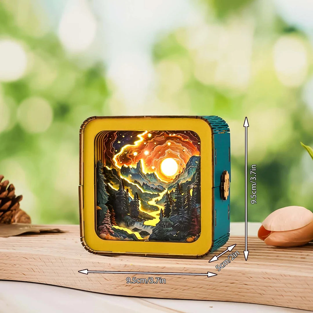 Golden River in Forest - 3D Wooden Puzzle Night Light