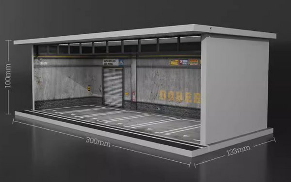 1/64 3D Parking Garage Model – LED Light Display Scene for Car Collectibles
