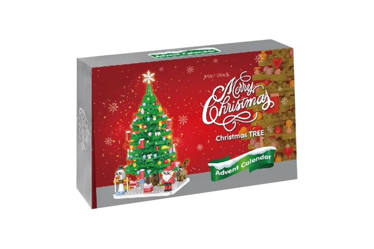 Advent Calendar Christmas Tree Building Block Set with LED String Lights