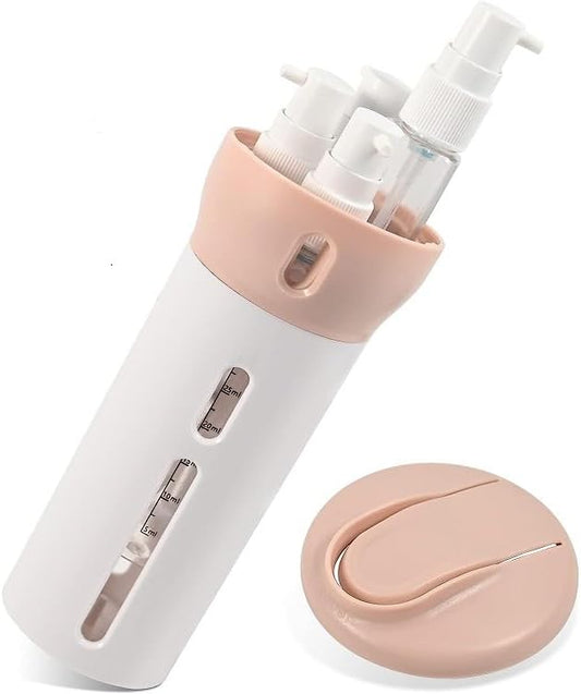 4-in-1 Travel Dispenser Bottle – Refillable Shampoo, Conditioner & Lotion Travel Toiletry Container