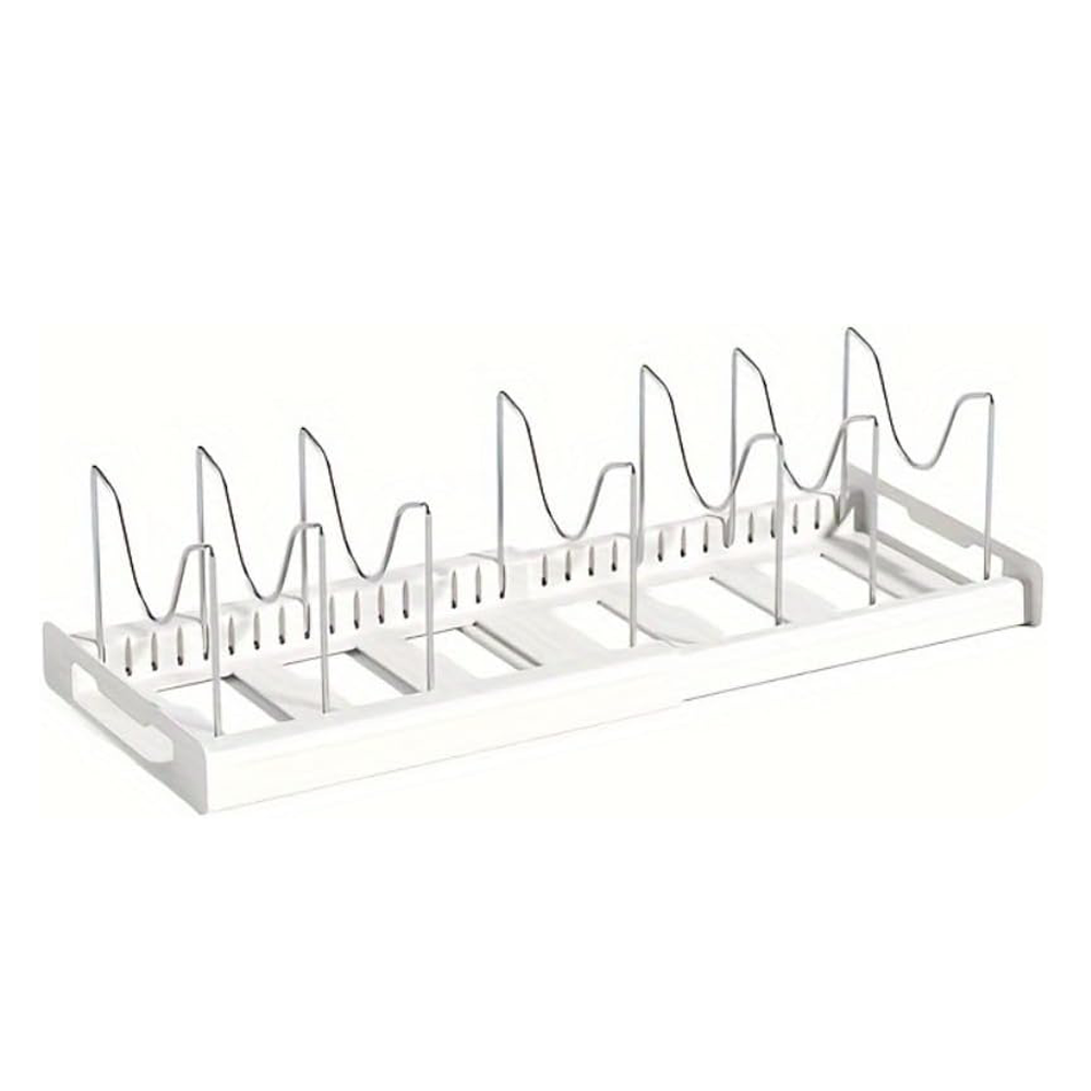Expandable Cookware Organizer Rack – Adjustable and Space-Saving Kitchen Storage Solution