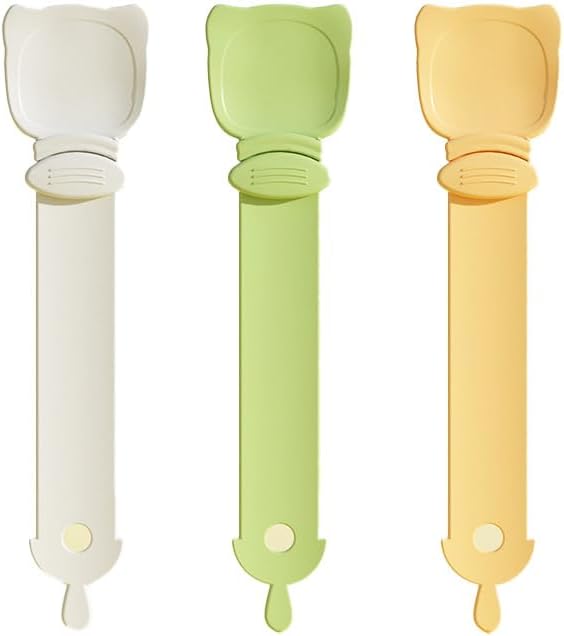 3-Pack Pet Treat Scoops – Cat Food Storage & Squeeze Stick Tool | 2-in-1 Multifunctional Cat Feeder (One Size, Mixed Colors)