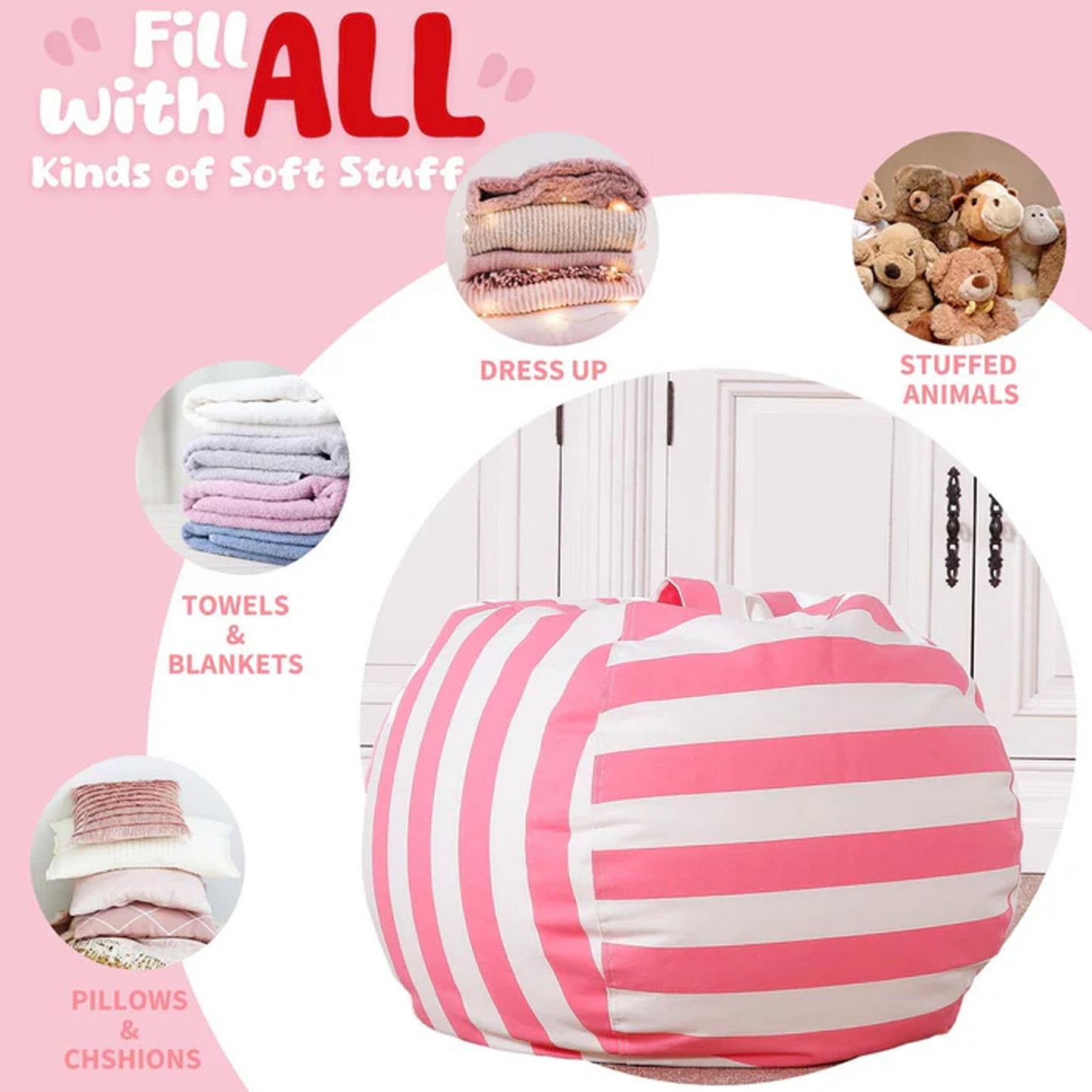 Stuffed Animal Storage Bean Bag Cover