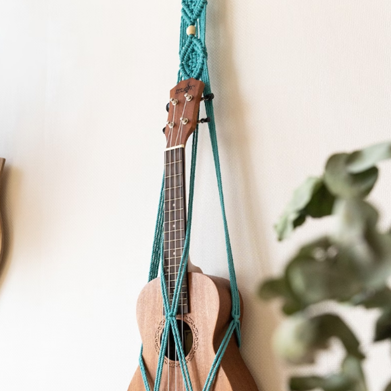 Boho Ukulele Wall Hanger – Modern Instrument Holder Decor