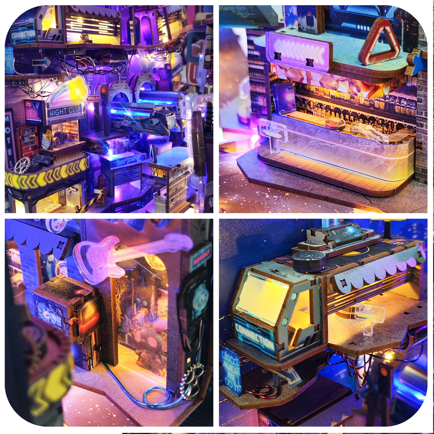 Cyberpunk DIY Book Nook Kit – Futuristic Miniature Shelf Decoration with LED Lights