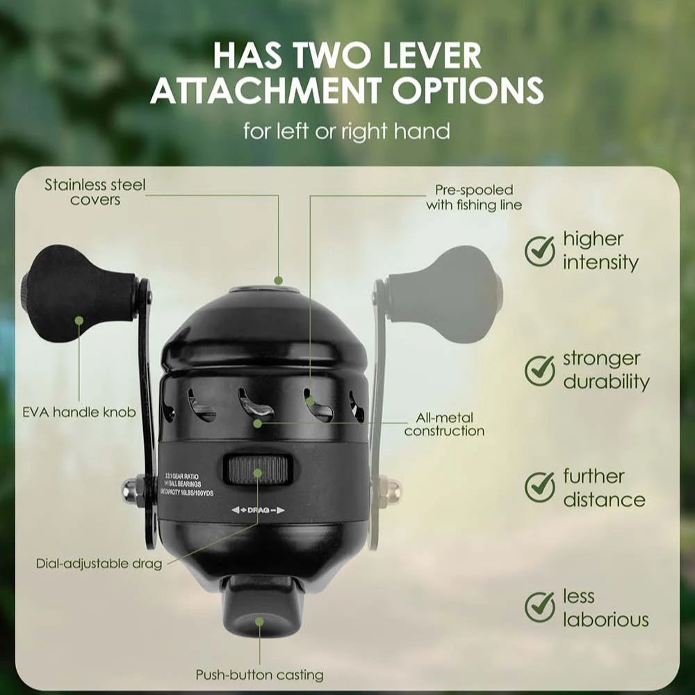 Classic Spearfishing Slingshot Set – Stainless Steel Frame with Fishing Reel & Accessories