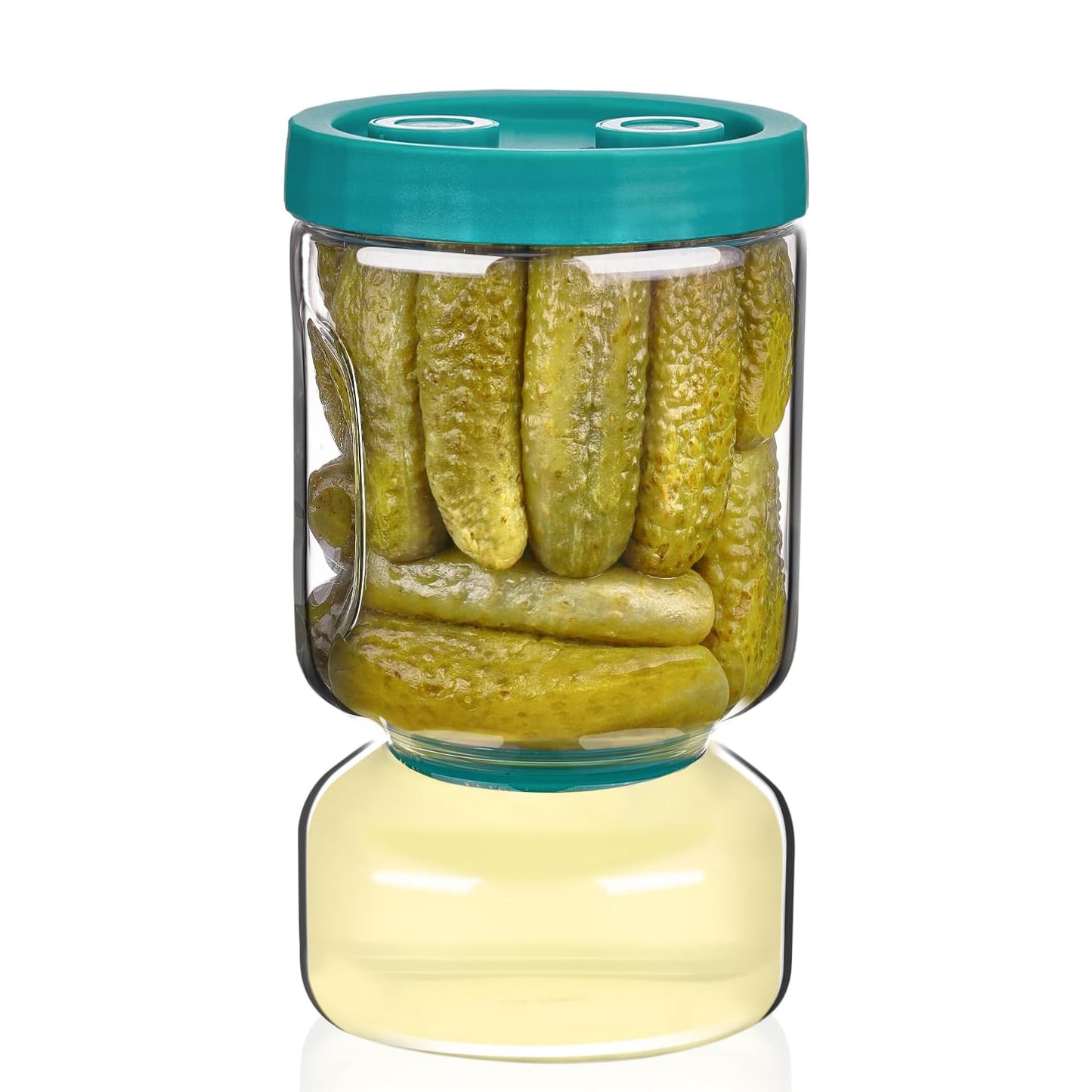 Glass Pickle Jar with Flip Filter Lid Storage with Brine Separator & Timer