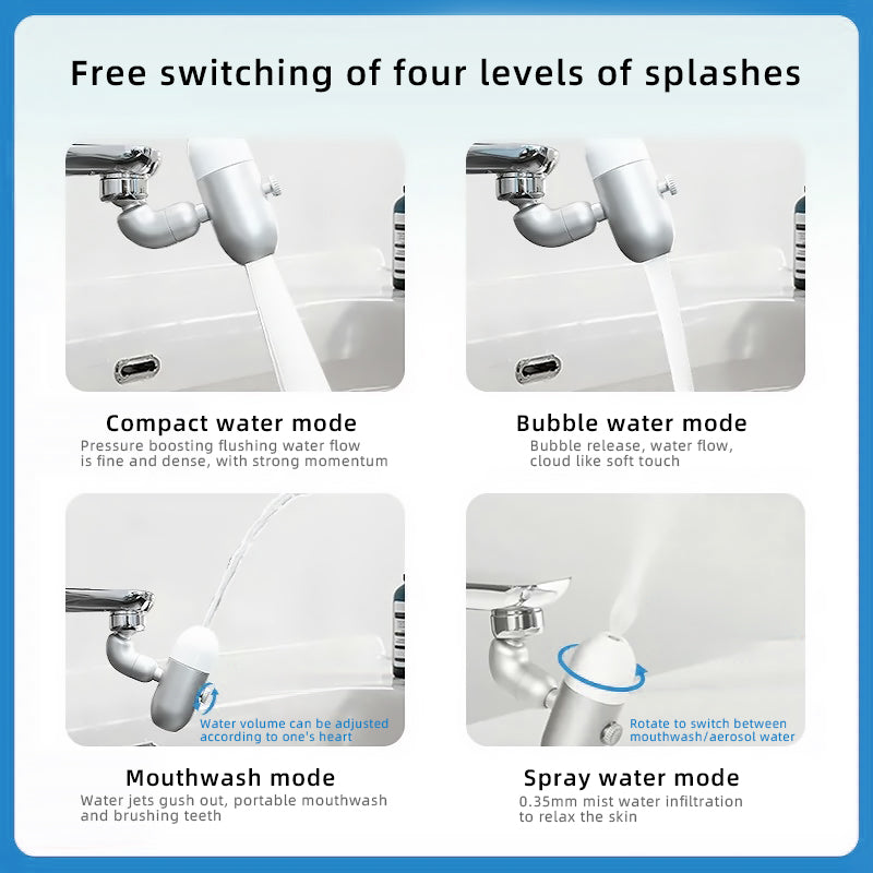 Faucet Extender – Universal Swivel Adjustable Pressurized Four-Speed Splash Bubbler