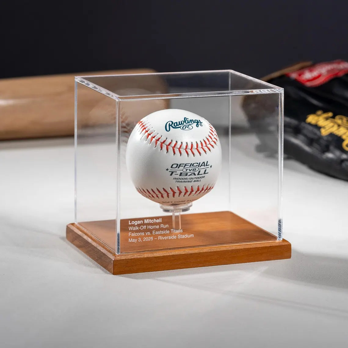 Baseball Display Case – Personalized Engraved Memorabilia Showcase