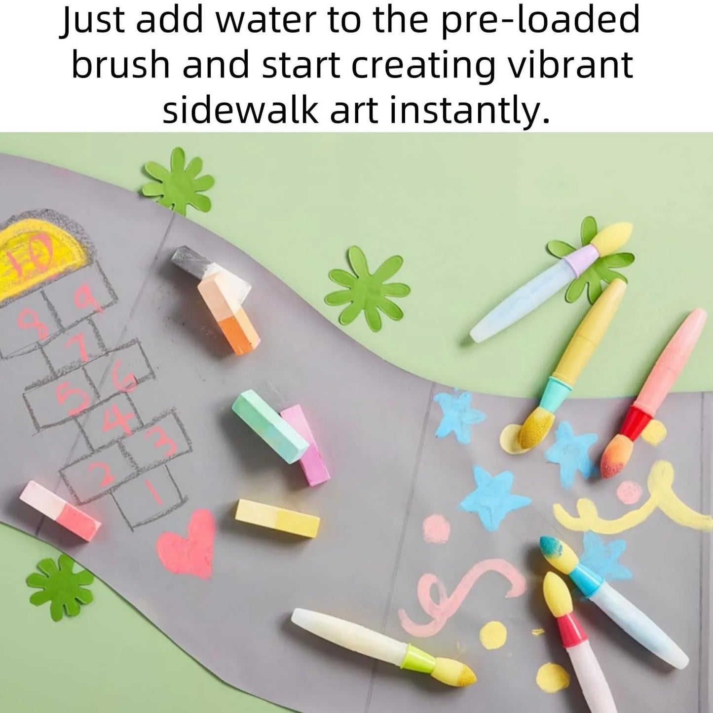 Sidewalk Chalk Paint Brush Set – Washable Outdoor Liquid Chalk for Kids