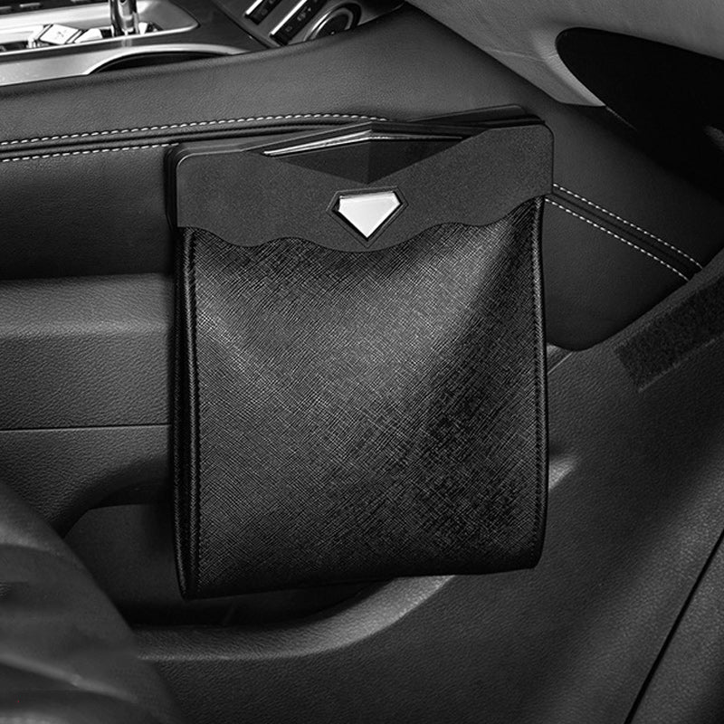 Waterproof Leather Car Trash Bin – Keep Your Vehicle Clean and Organized