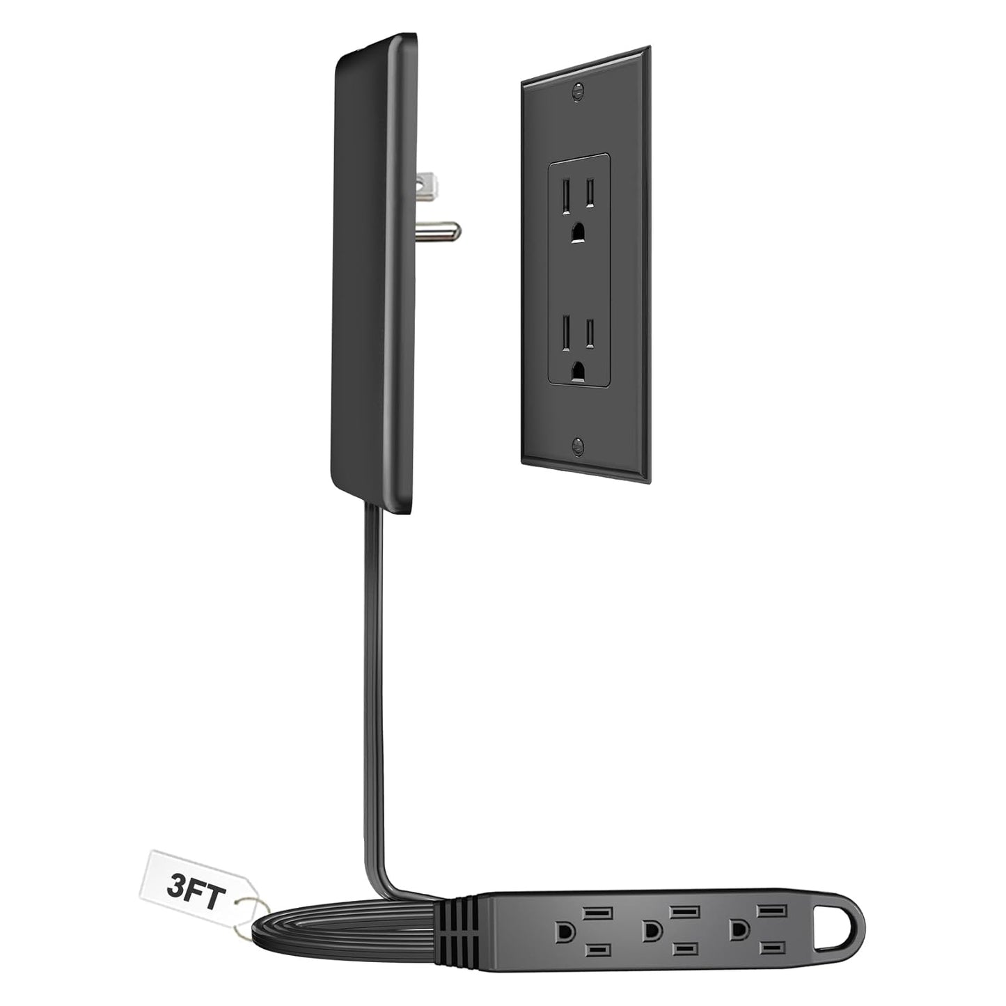 Dual 6FT Ultra-Thin Outlet Cover Extension Cord – Universal Socket Cover