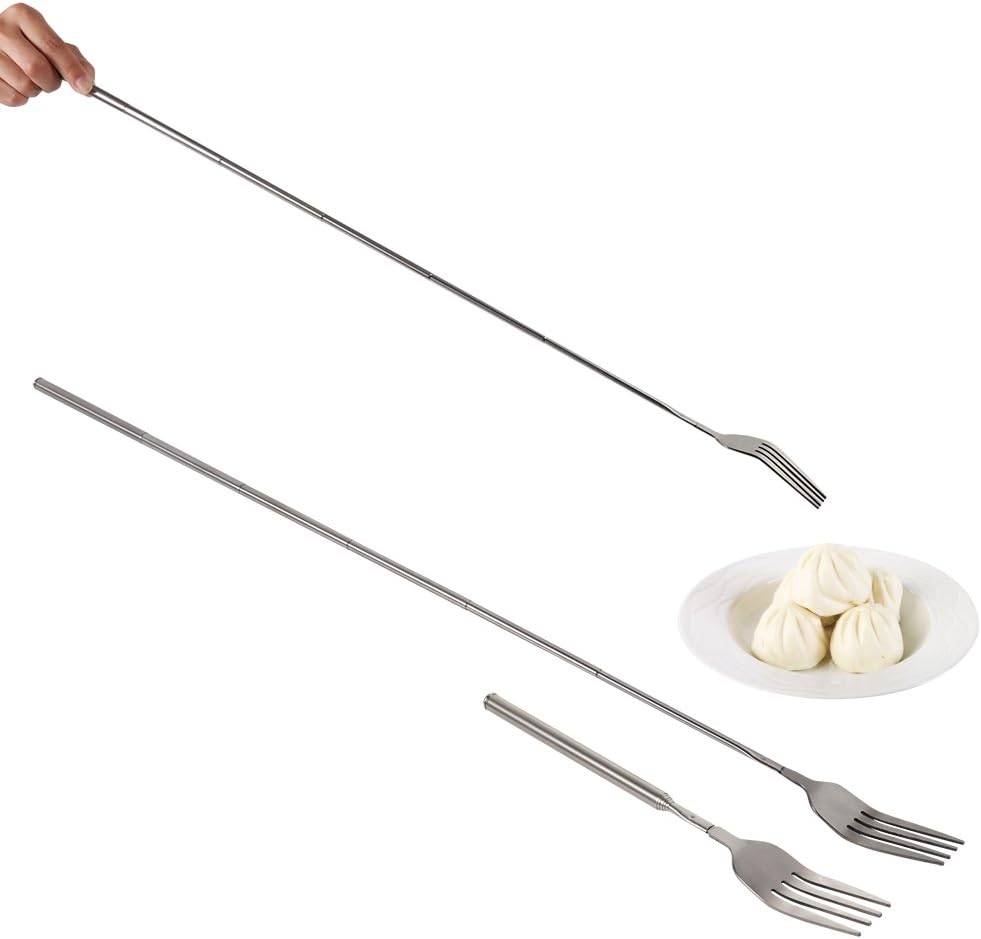 Extendable Telescopic Fork – Stainless Steel Prank & BBQ Utensil (8.7–25.4 in)
