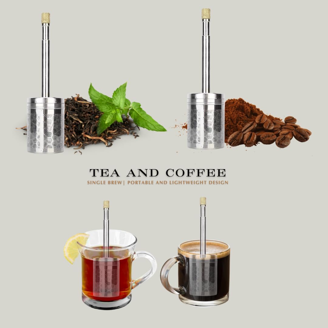 Portable Stainless Steel Mini French Press – 3-in-1 Hot, Iced & Cold Brew Maker