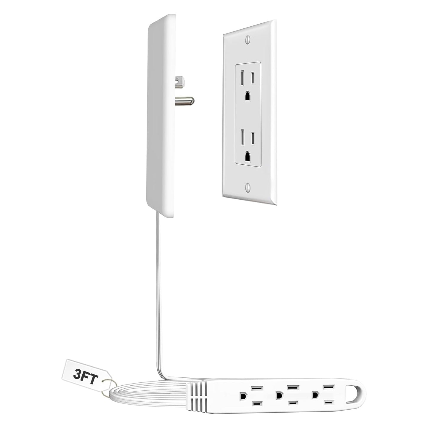 Dual 6FT Ultra-Thin Outlet Cover Extension Cord – Universal Socket Cover