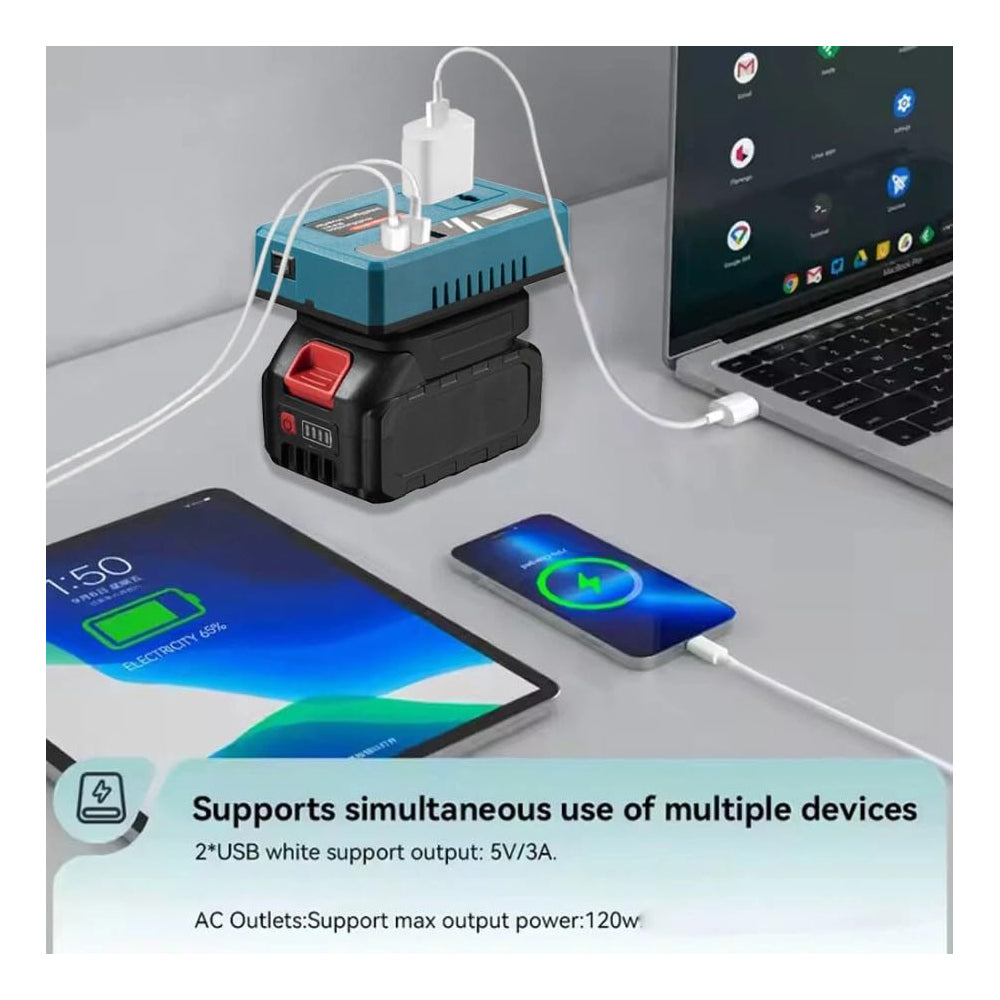 Smart Inverter with Lithium Battery – 21V to 220V AC Portable Power Inverter