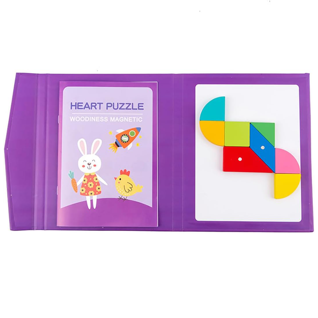 Wooden Magnetic Tangram Puzzle – Colorful Educational Toy for Kids 3+