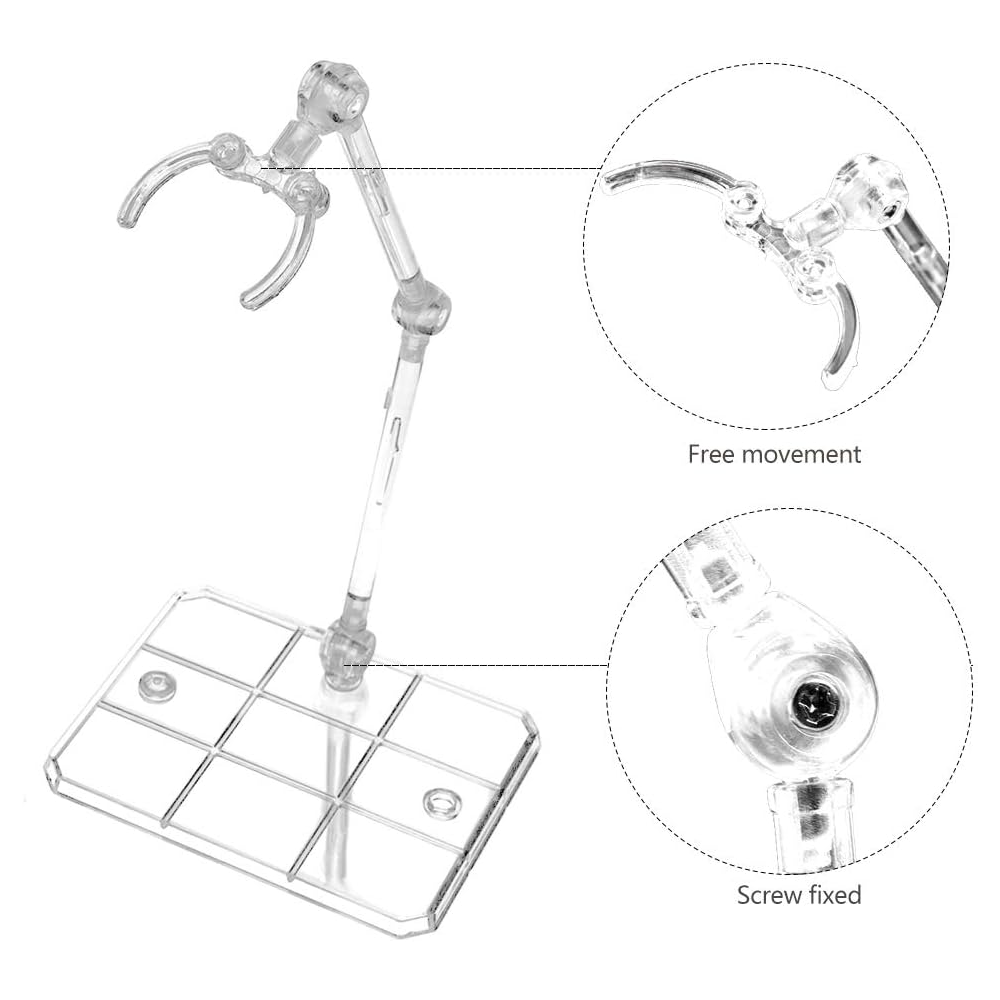 Action Figure Stand Set – 8 Adjustable Stands with Base for 1/144 Models & More