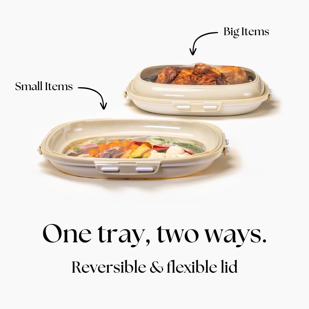 Portable Snack Trays – Rectangular Food Containers with Stretch Lids