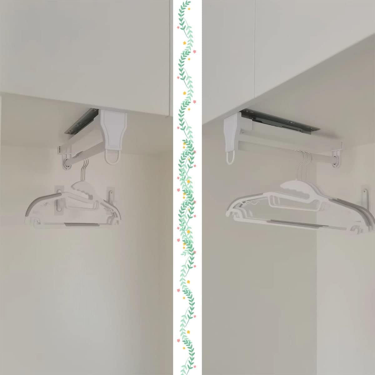 Pull-Out Closet Hanger Rod – Adjustable White Wardrobe Rail