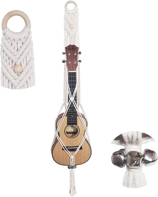 Boho Ukulele Wall Hanger – Modern Instrument Holder Decor