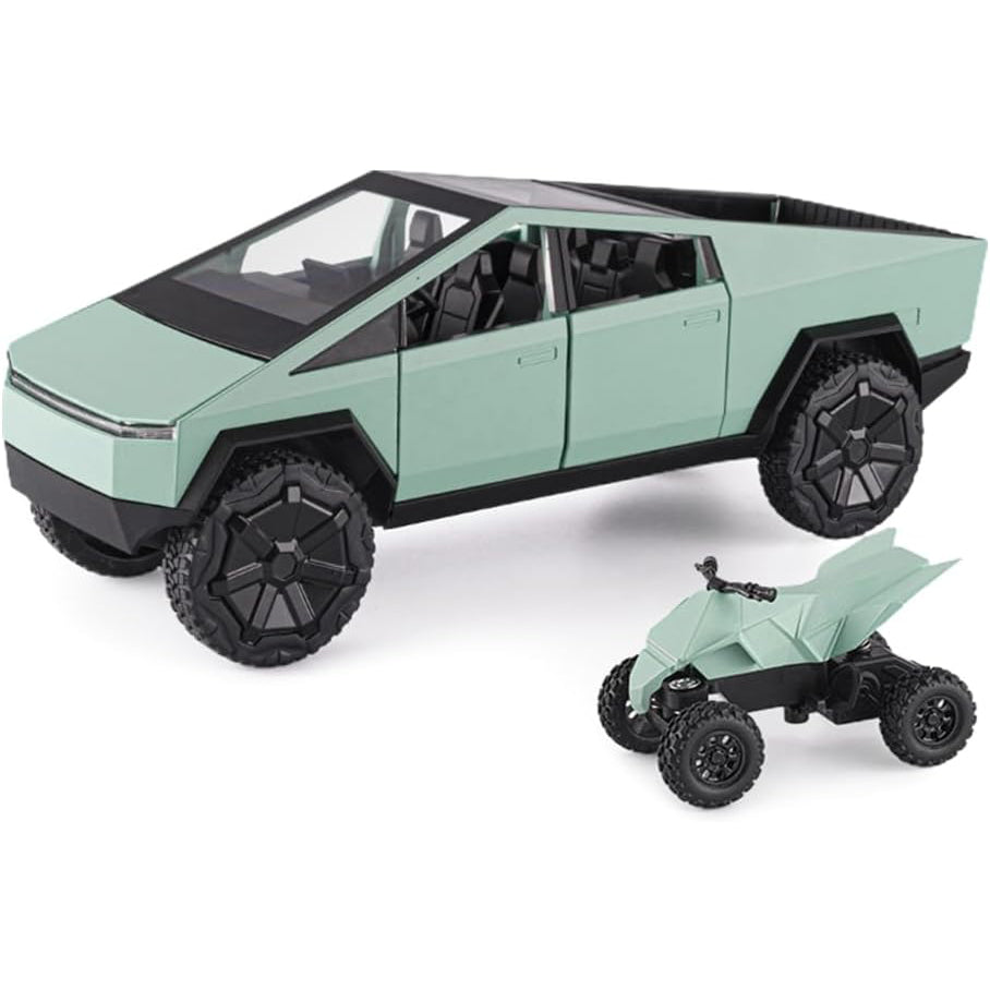 1/24 Scale Toy Pickup Truck Model with RV Motorcycle | Die-Cast Metal Truck with Lights