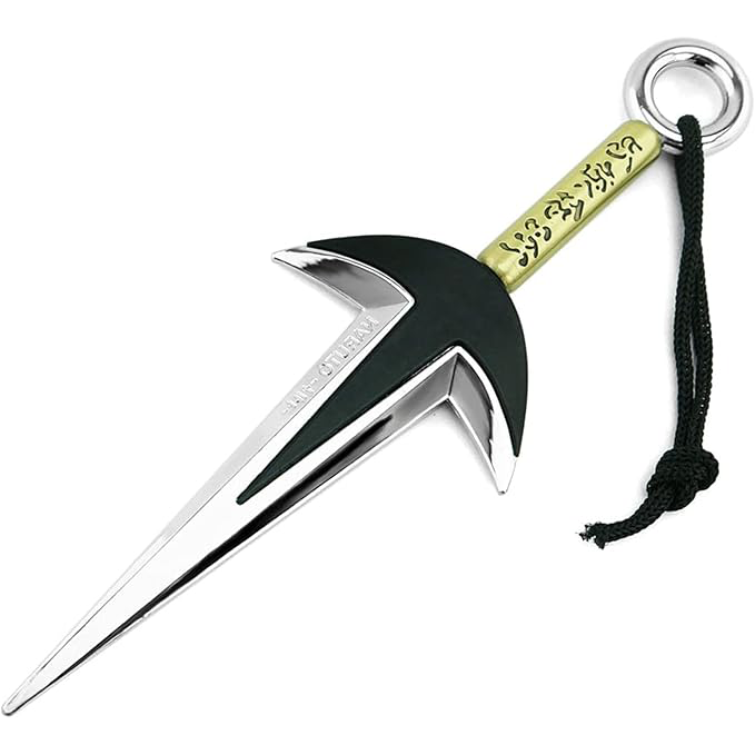 Anime Kakashi Kunai Keychain – 18cm Metal Weapon Replica with Movable Figurine