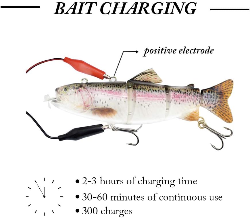 USB Rechargeable Robotic Fishing Lure – 4-Segment Self-Swimming Bait with LED Lights & Anti-Corrosion