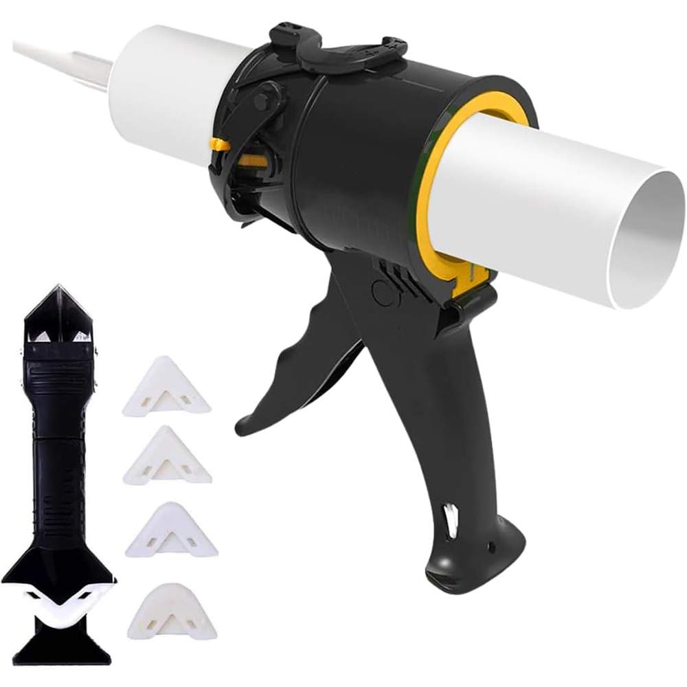 Compact 10 Oz Caulk Gun – 12:1 Push Ratio Silicone Applicator