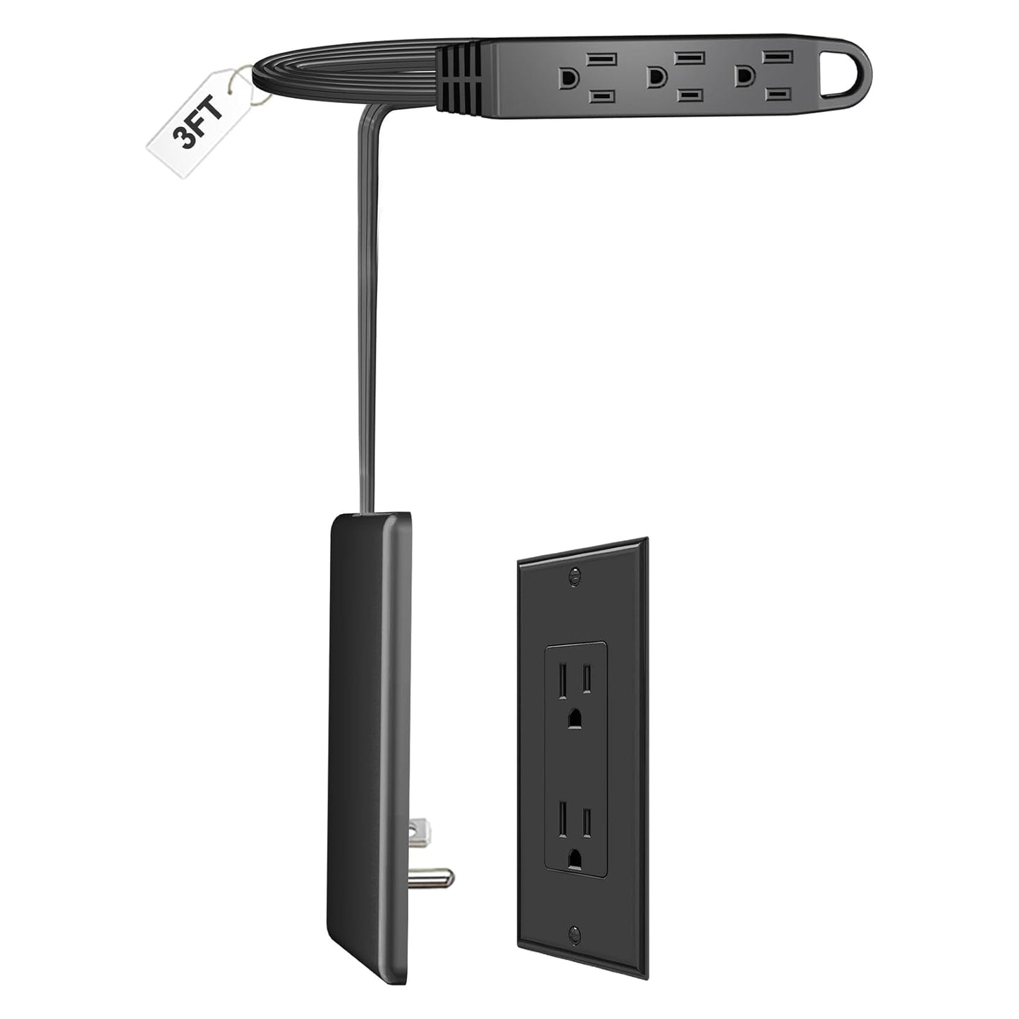 Dual 6FT Ultra-Thin Outlet Cover Extension Cord – Universal Socket Cover