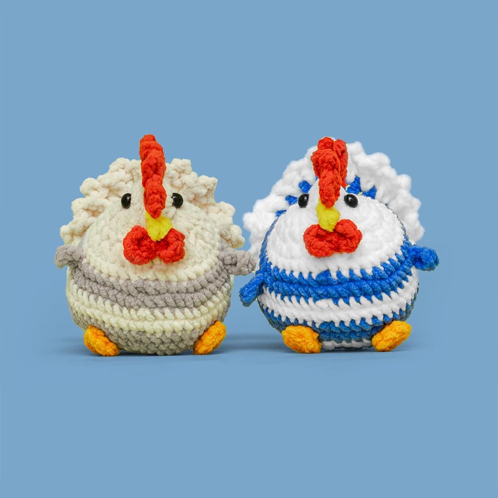 Egg-Laying Hen Crochet Kit (Blue) – Fun, Interactive DIY with Keychain