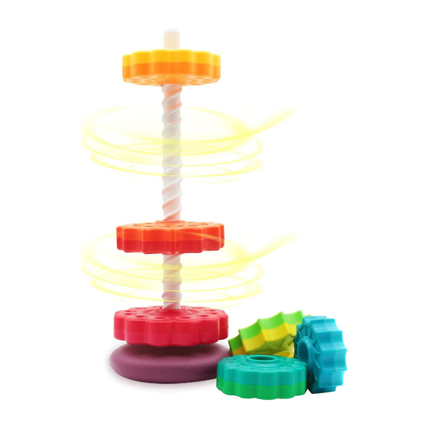 Rainbow Spin Tower – Colorful Rotating Stacking Toy