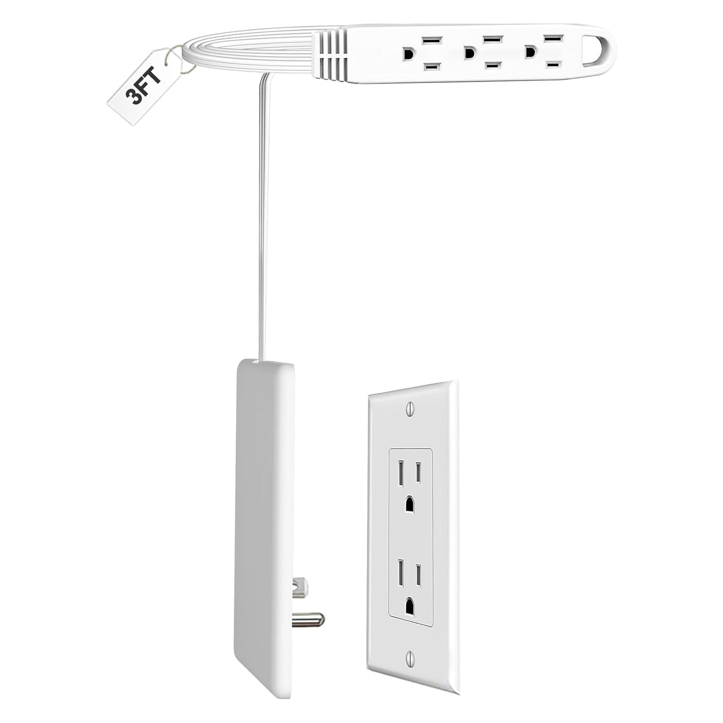 Dual 6FT Ultra-Thin Outlet Cover Extension Cord – Universal Socket Cover