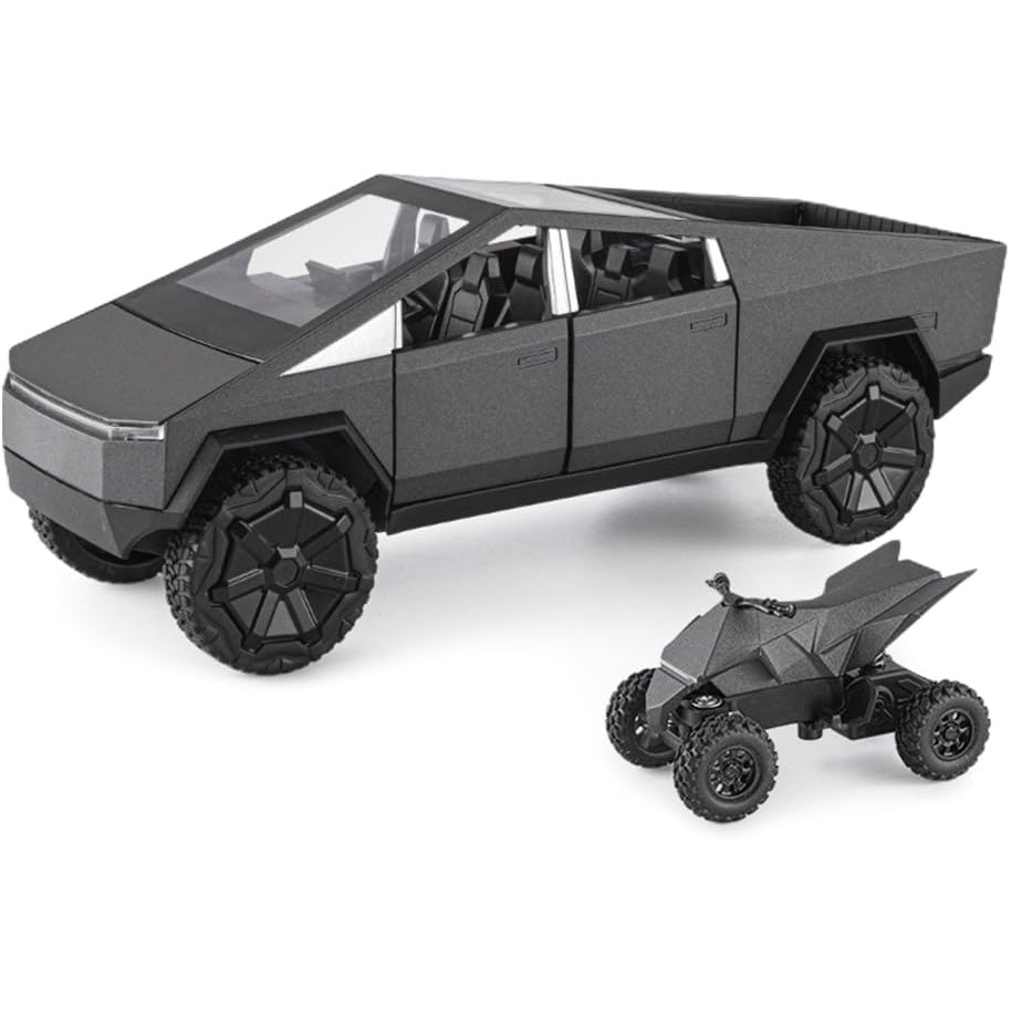 1/24 Scale Toy Pickup Truck Model with RV Motorcycle | Die-Cast Metal Truck with Lights