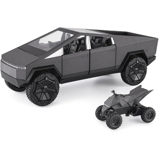 1/24 Scale Toy Pickup Truck Model with RV Motorcycle | Die-Cast Metal Truck with Lights