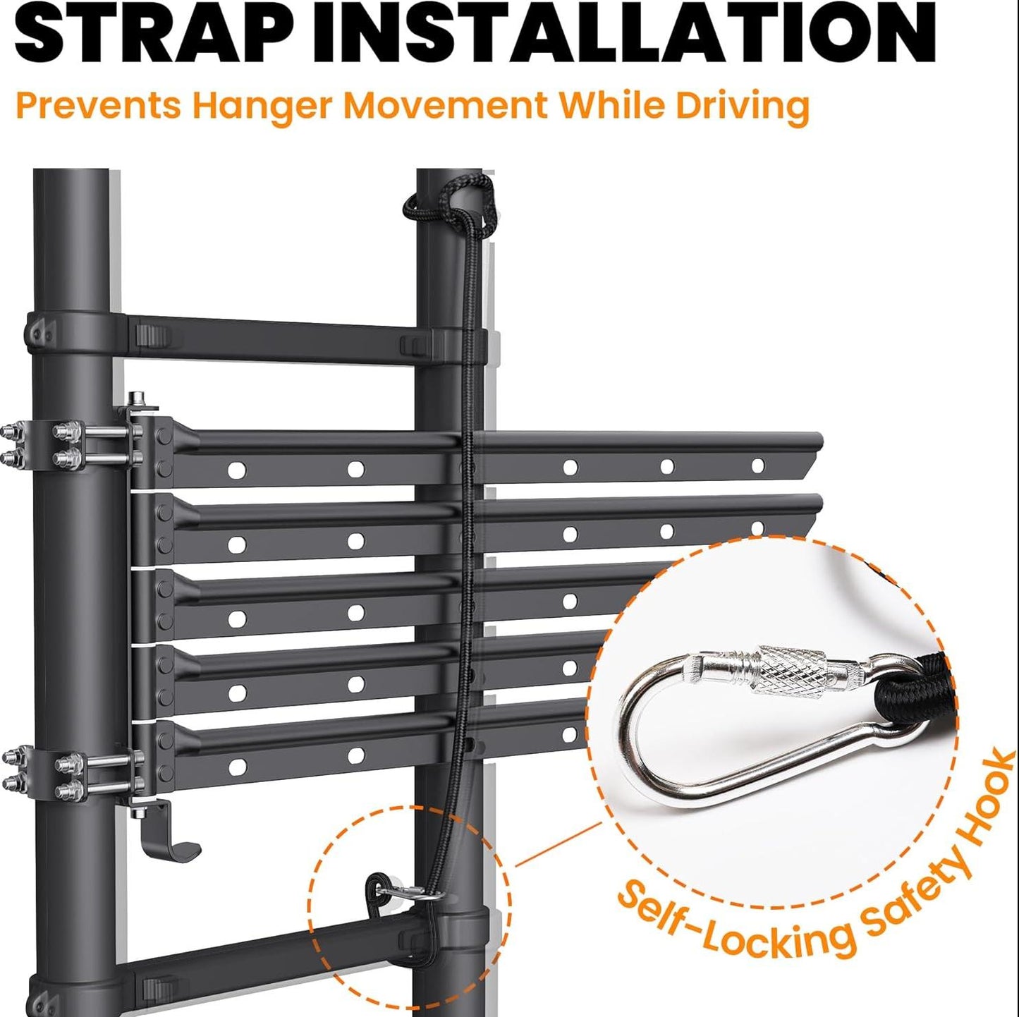 RV Clothes Drying Rack – 26.5" Wide, Ladder Mount, 5 Rotating Arms, All-Metal Foldable Design