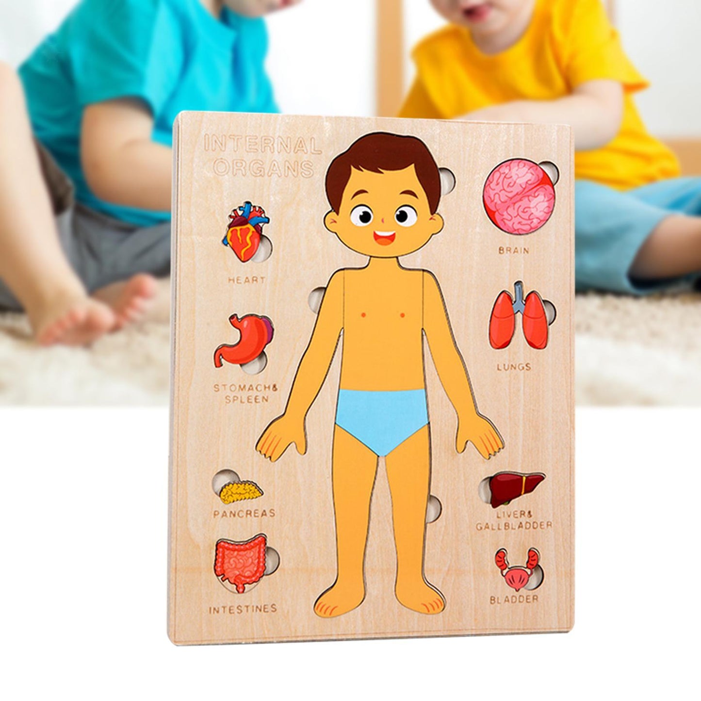 Wooden Human Body Puzzle Busy Board – Matching Game for Fine Motor Skills