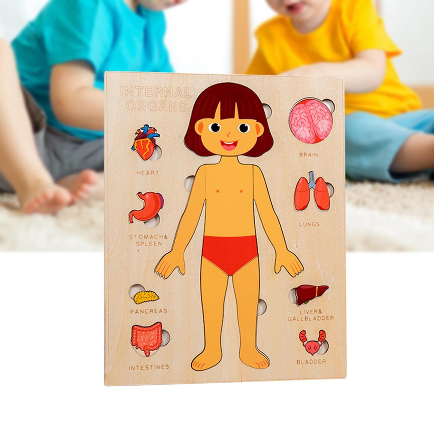 Wooden Human Body Puzzle Busy Board – Matching Game for Fine Motor Skills
