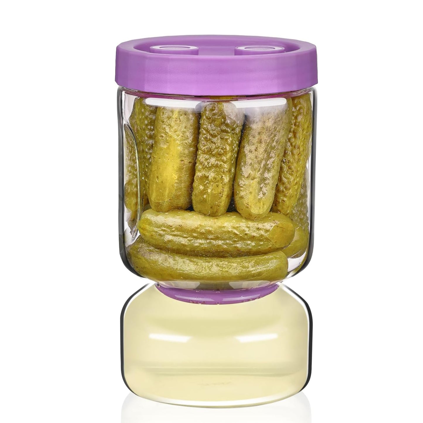 Glass Pickle Jar with Flip Filter Lid Storage with Brine Separator & Timer
