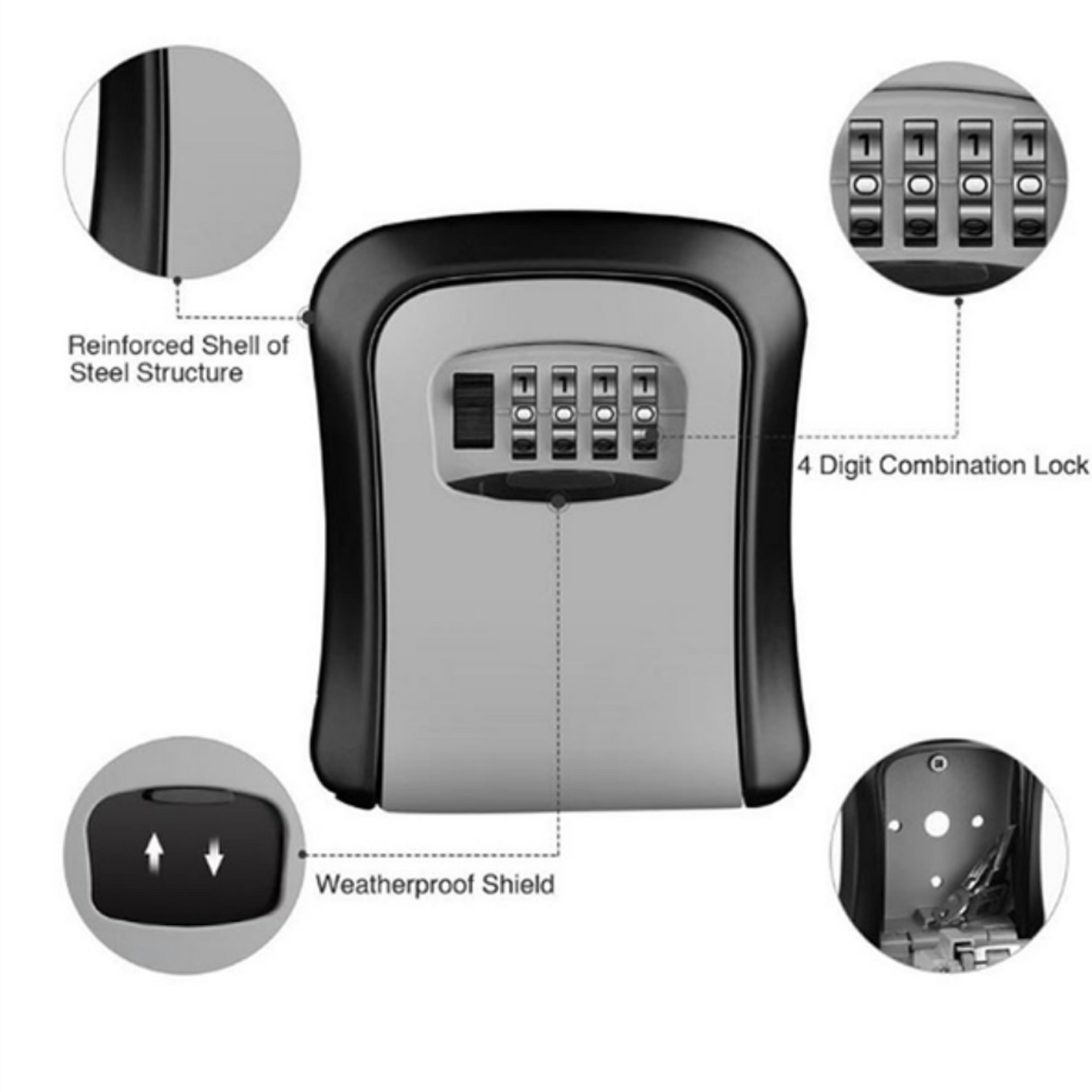 Wall-Mounted Combination Safety Deposit Box For Keys